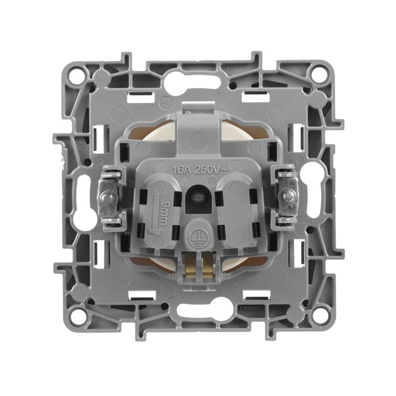 Механизм розетки 1-м СП Etika 16А IP20 250В 2P+E с заземл. немецк. стандарт винт. клеммы сл. кость Leg 672321
