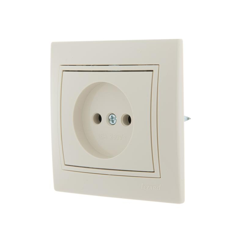 Розетка 1-м СП Мира 16А IP20 без заземл. со вставкой керамика крем. LEZARD 701-0303-121