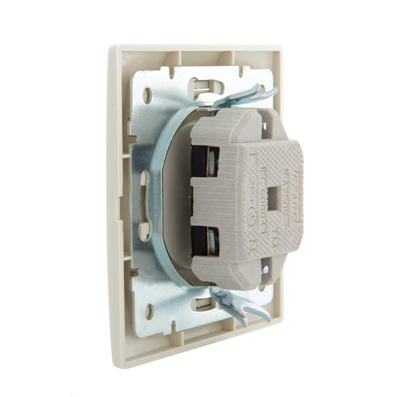 Розетка 1-м СП Мира 16А IP20 без заземл. со вставкой керамика крем. LEZARD 701-0303-121