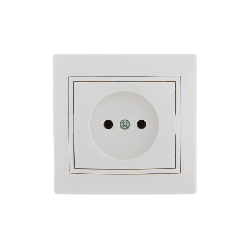 Розетка 1-м СП Мира 16А IP20 без заземл. с бел. вставкой керамика бел. LEZARD 701-0202-121