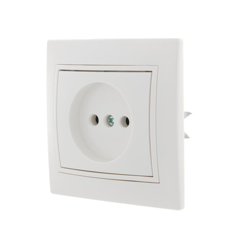 Розетка 1-м СП Мира 16А IP20 без заземл. с бел. вставкой керамика бел. LEZARD 701-0202-121