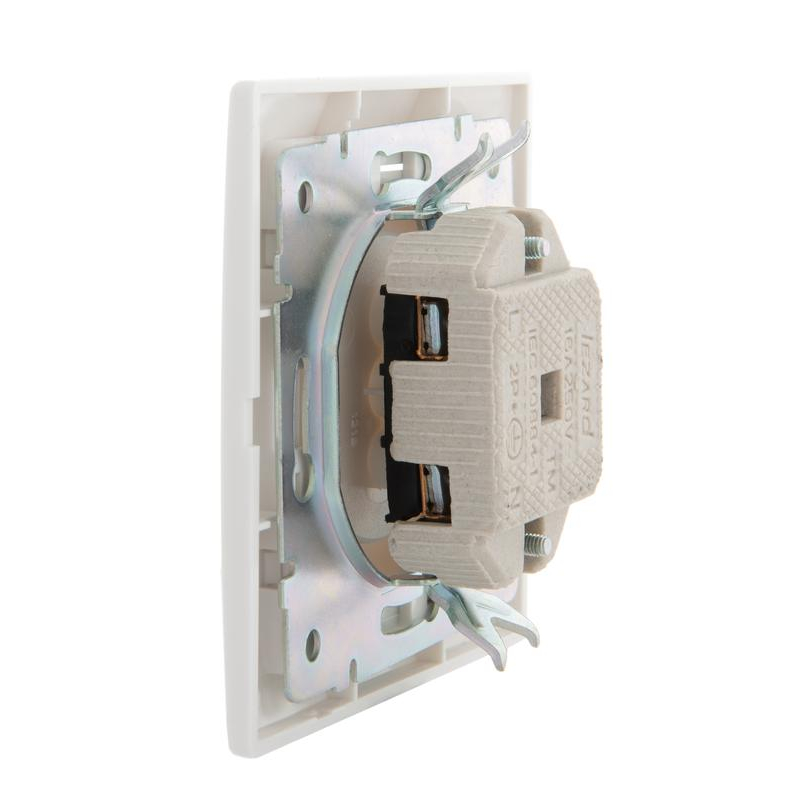 Розетка 1-м СП Мира 16А IP20 без заземл. с бел. вставкой керамика бел. LEZARD 701-0202-121