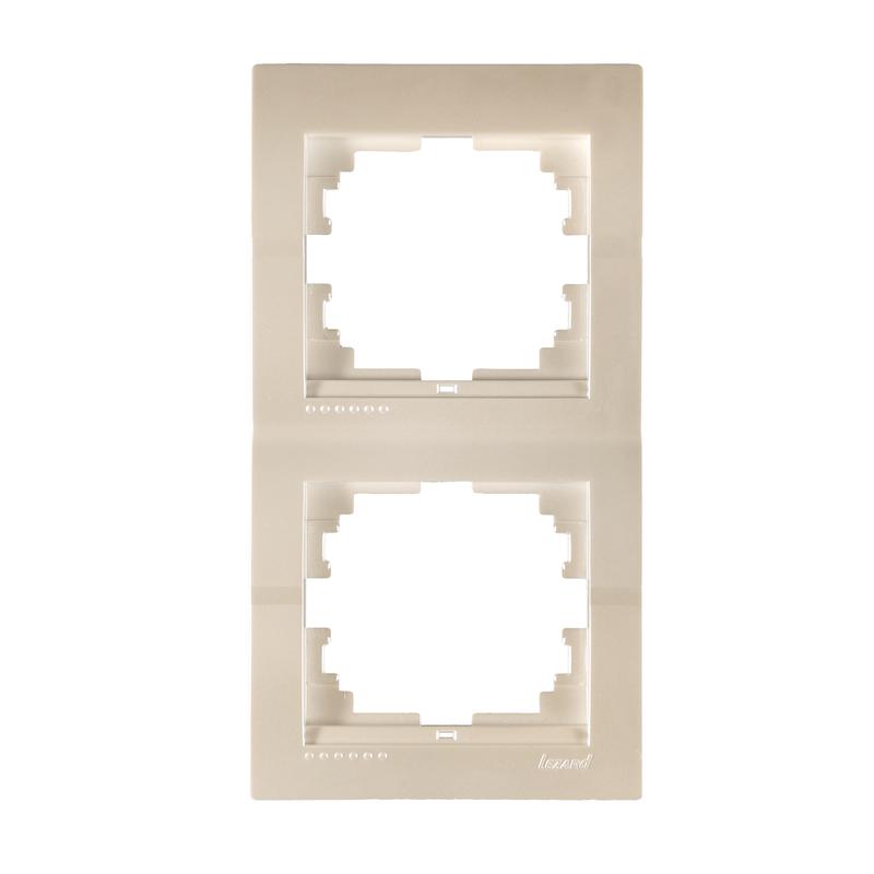Рамка 2-м Дери верт. жемчуж./бел. метал. LEZARD 702-3000-152