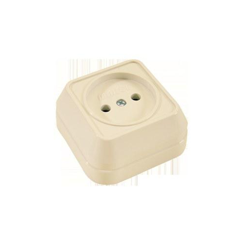 Розетка 1-м ОП 16А IP20 квадрат. без заземл. крем. Makel 45202