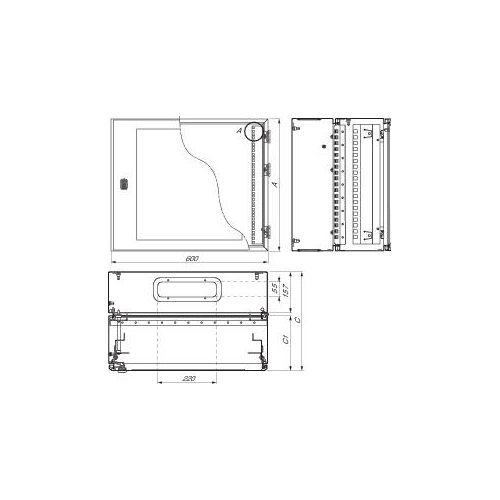 Шкаф 19дюймов с прозр. дверью 2корп. 8U глуб. 480 SchE NSYVD2M8U5