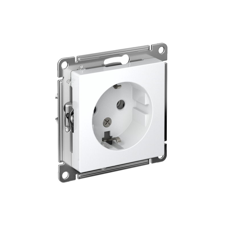 Механизм розетки 1-м СП AtlasDesign 16А IP20 с заземл. бел. SchE ATN000143