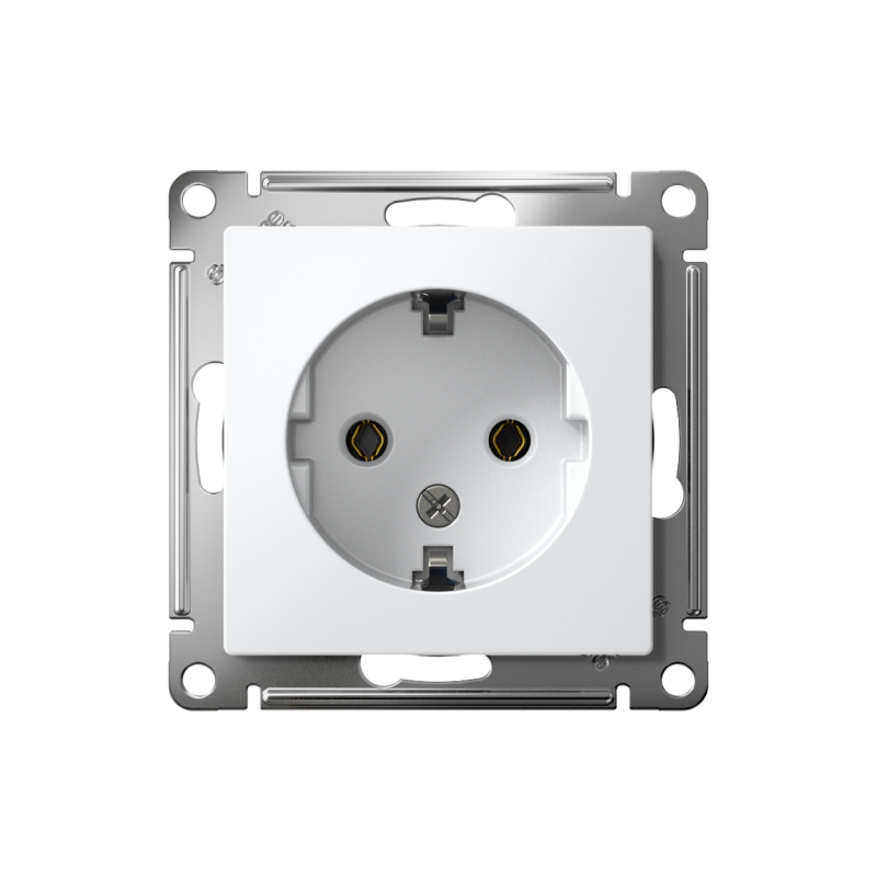 Механизм розетки 1-м СП AtlasDesign 16А IP20 с заземл. бел. SchE ATN000143