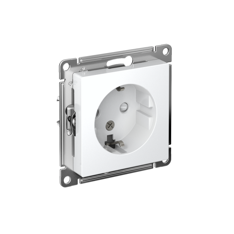 Механизм розетки 1-м СП AtlasDesign 16А IP20 с заземл. защ. шторки бел. SchE ATN000145