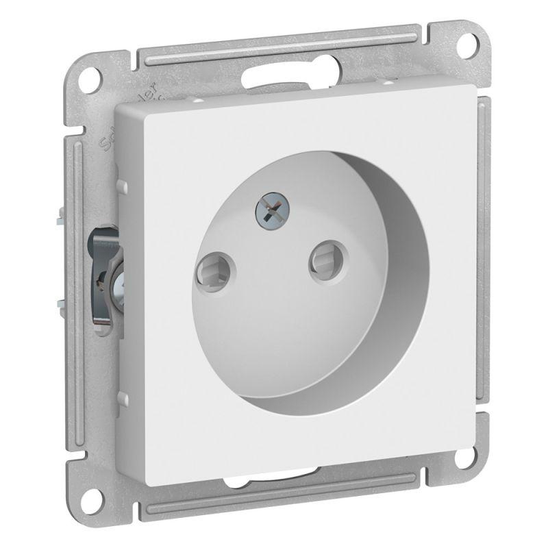 Механизм розетки 1-м СП AtlasDesign 16А IP20 без заземл. защ. шторки бел. SchE ATN000149