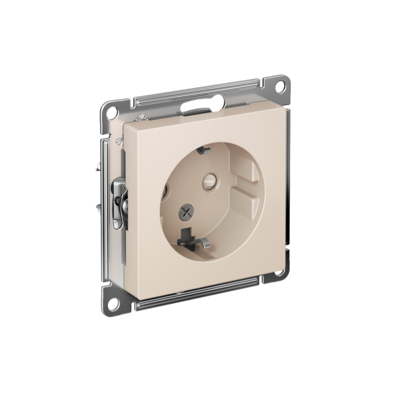 Механизм розетки 1-м СП AtlasDesign 16А IP20 с заземл. защ. шторки беж. SchE ATN000245
