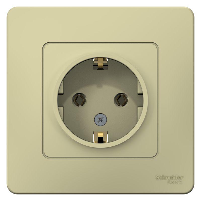 Розетка 1-м СП Blanca 16А IP20 250В с заземл. без защ. шторок беж. SchE BLNRS001017
