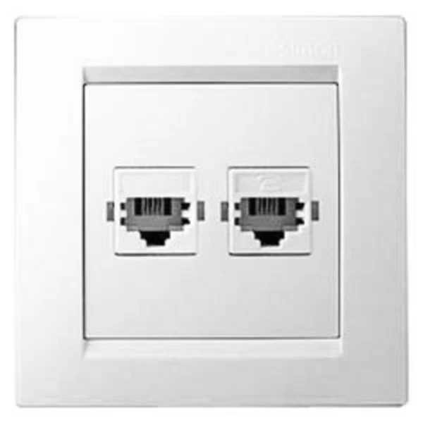 Розетка компьютерная + телефонная 2-м СП Simon15 RJ45 + RJ11 IP20 белый Simon 1590590-030