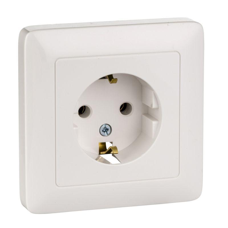 Розетка 1-м СП 1мод. Хит 16А IP20 250В с заземл. без защ. шторок бел. SchE RS16-134-B