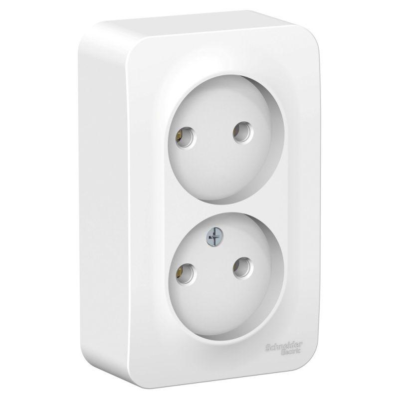 Розетка 2-м ОП Blanca 16А IP20 250В без заземл. без защ. шторок бел. SchE BLNRA000201