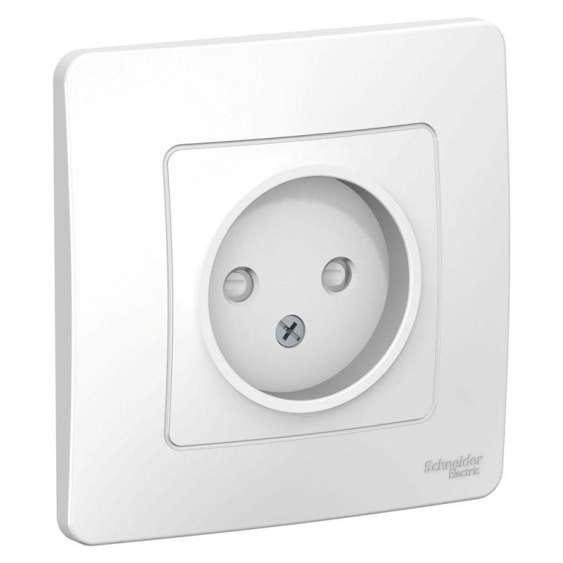Розетка 1-м СП Blanca 16А IP20 250В без заземл. защ. шторки бел. SchE BLNRS000111
