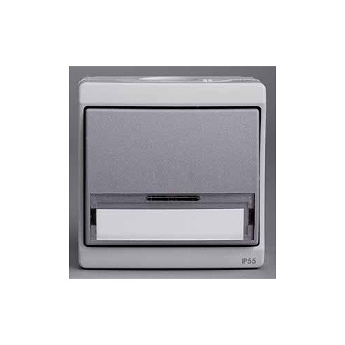 Кнопочный выключатель с полем для надписи, 0/у, в сборе, серый IP55