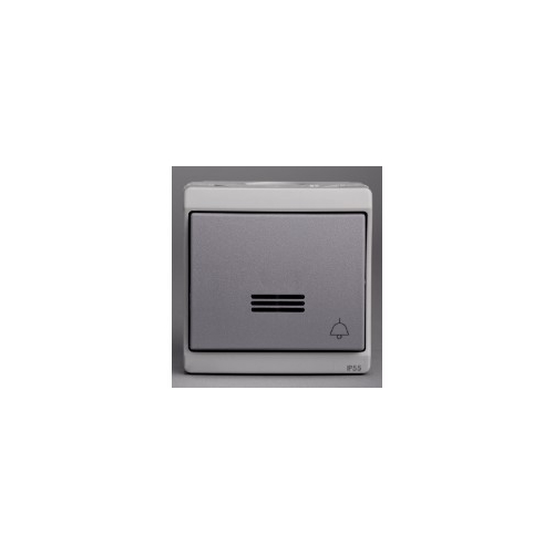 Кнопочный вык-ль с подсветкой с символом "звонок", 0/у, серый, в сборе IP55