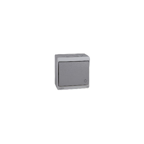 Кнопочный выключатель с символом и quot;свет и quot;, 0/у, серый, в сборе IP55