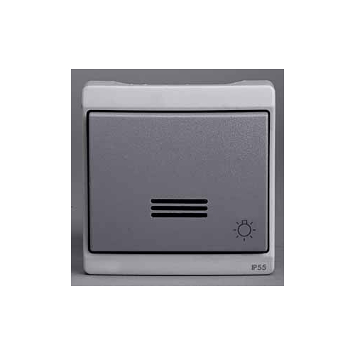 Кнопочный вык-ль с подсвет с симв и quot;свет и quot; комб в блок о/у, серый в сборе IP55