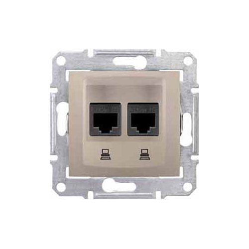 SEDNA РОЗЕТКА КОМПЬЮТЕРНАЯ RJ45, двойная, кат. 5е, неэкр. UTP, ТИТАН