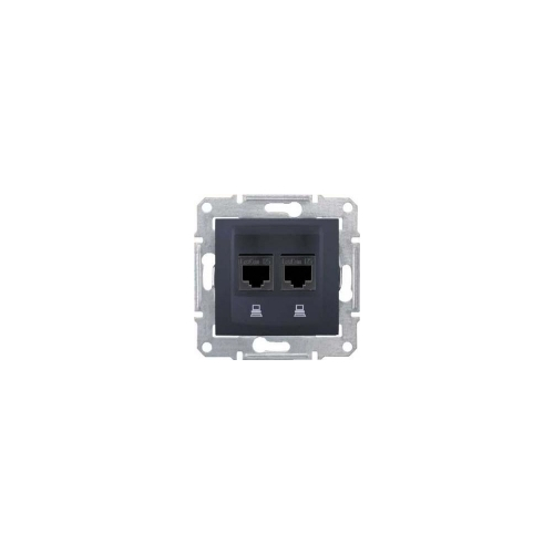 SEDNA РОЗЕТКА КОМПЬЮТЕРНАЯ RJ45, двойная, кат. 5е, неэкр. UTP, ГРАФИТ