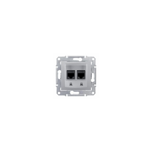 Розетка двойная компьютерная RJ45 Cat 5 Schneider Electric SEDNA, алюминий