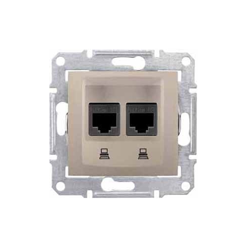 SEDNA РОЗЕТКА КОМПЬЮТЕРНАЯ RJ45, двойная, кат. 5е, экр. STP, ТИТАН