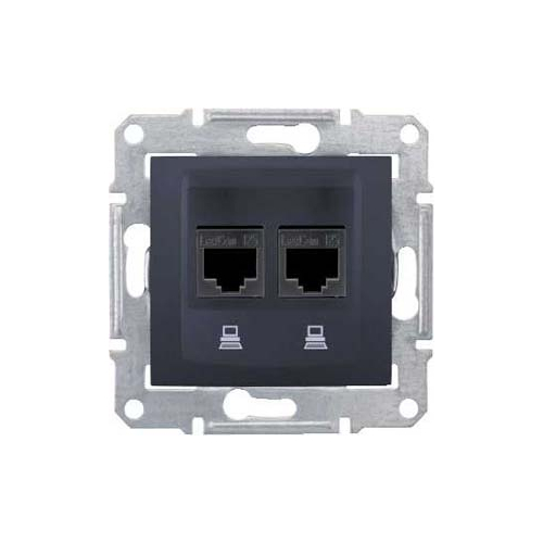 SEDNA РОЗЕТКА КОМПЬЮТЕРНАЯ RJ45, двойная, кат. 5е, экр. STP, ГРАФИТ