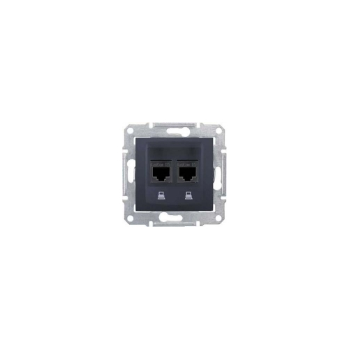 SEDNA РОЗЕТКА КОМПЬЮТЕРНАЯ RJ45, двойная, кат. 5е, экр. STP, ГРАФИТ