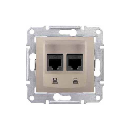 SEDNA РОЗЕТКА КОМПЬЮТЕРНАЯ RJ45, двойная, кат. 6, неэкр. UTP, ТИТАН