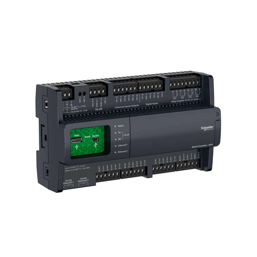 Контроллер SmartX AS-B-24, 24точки,2xEth,RS-485,Bacnet,Modbus,USB,web