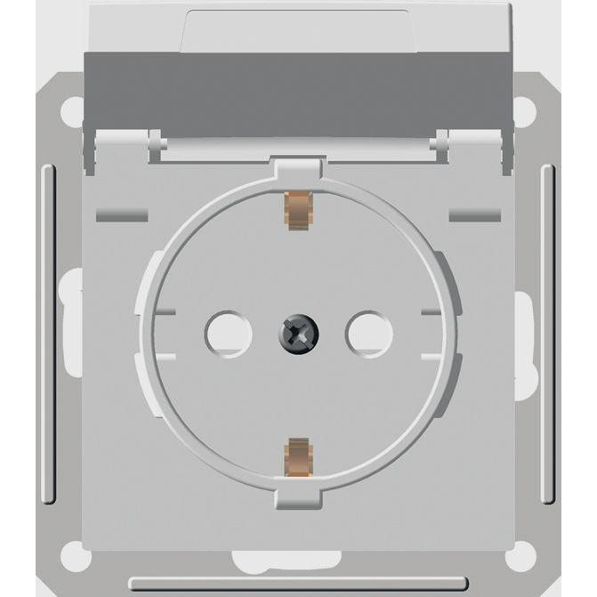 Розетка 1-местная СП W59 Aqua 16А IP44 с заземлением защитные шторки в сборе белый