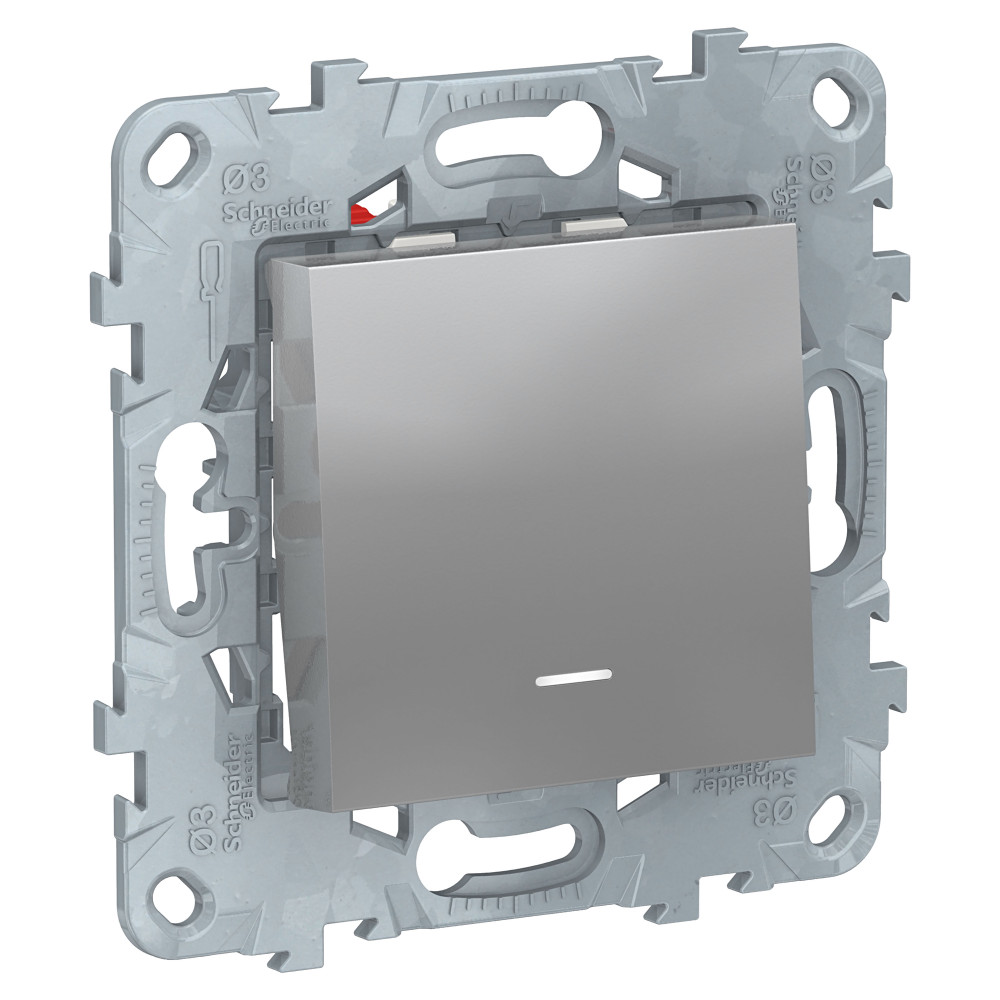 Переключатель UNICA NEW одноклавишный перекрестный с подсветкой,схема 7а алюминий (NU520530N)