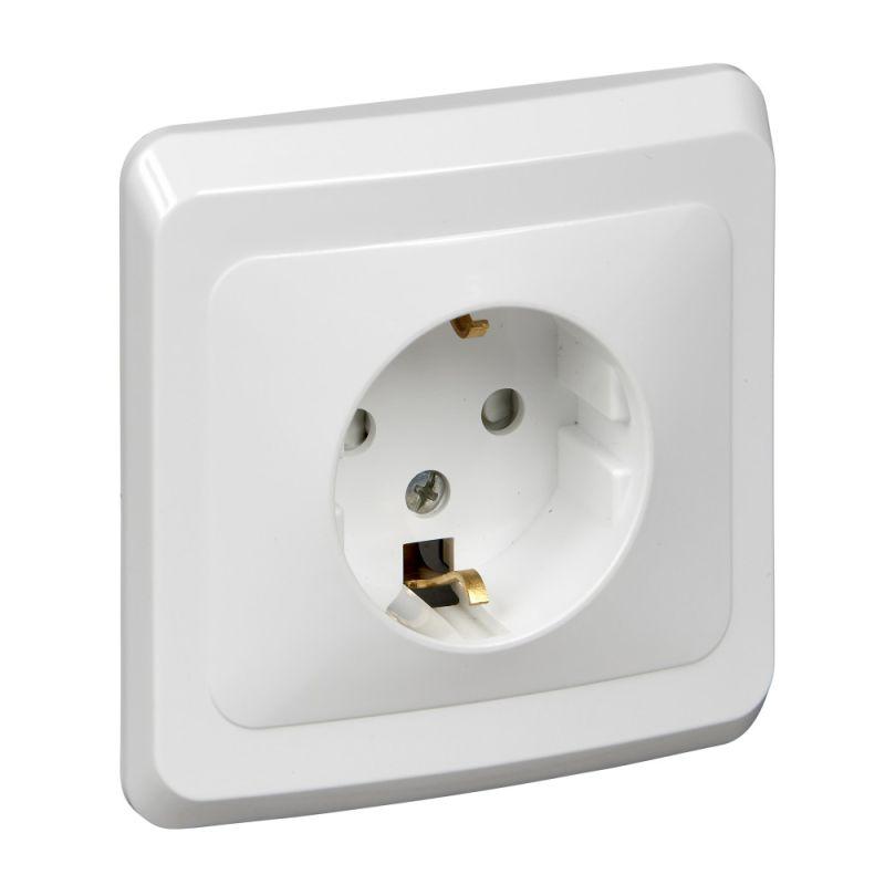 Розетка 1-местная СП Этюд 16А IP20 250В с заземлением защитные шторки белый