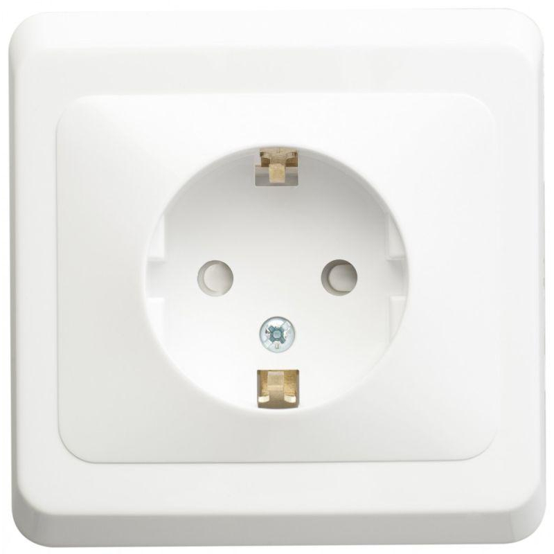 Розетка 1-местная СП Этюд 16А IP20 250В с заземлением защитные шторки белый