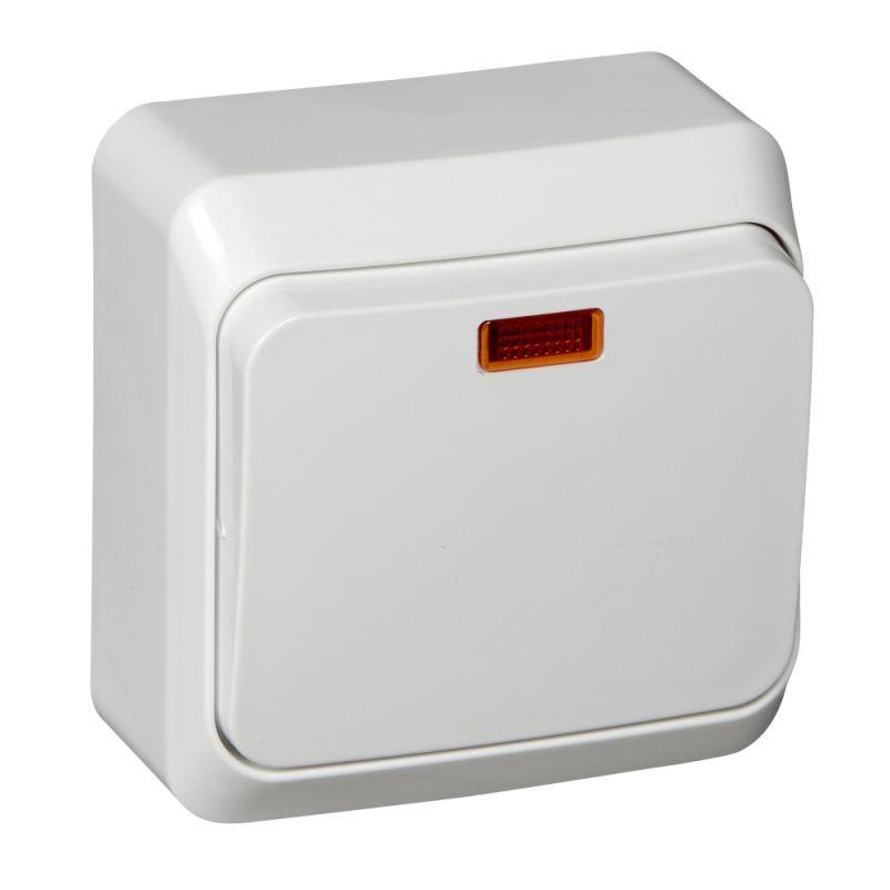 Переключатель 1-кл. ОП Этюд 10А IP20 с подсветкой бел. SchE BA10-007B