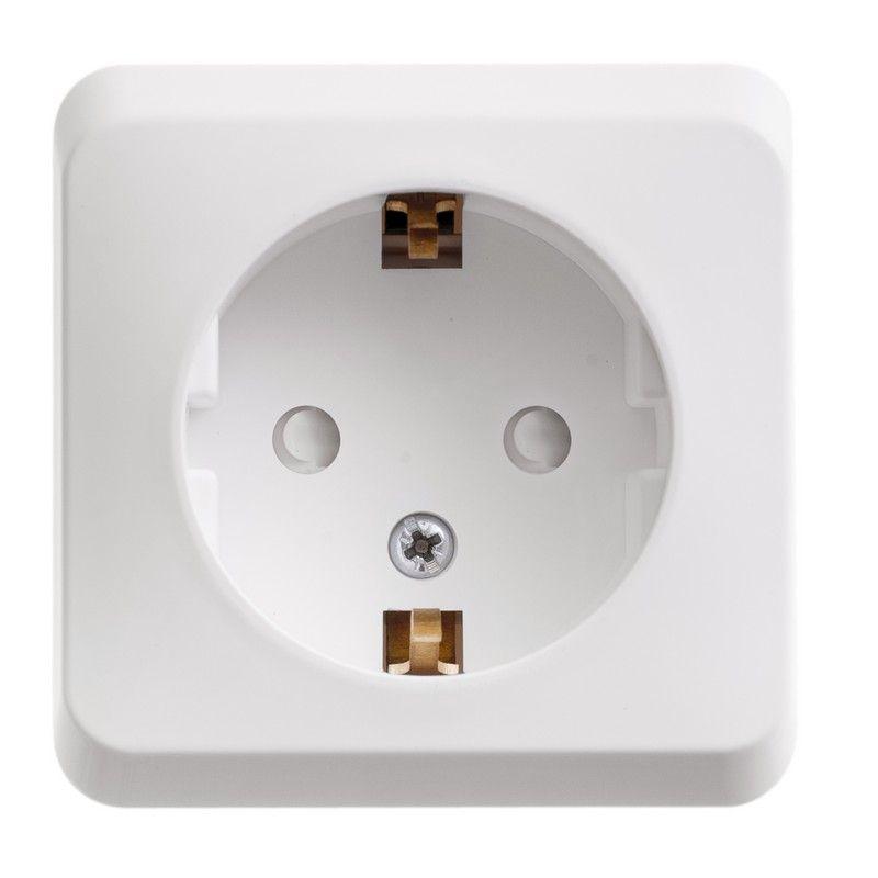 Розетка 1-м ОП Этюд 16А IP20 с заземл. защ. шторки бел. SchE PA16-004B