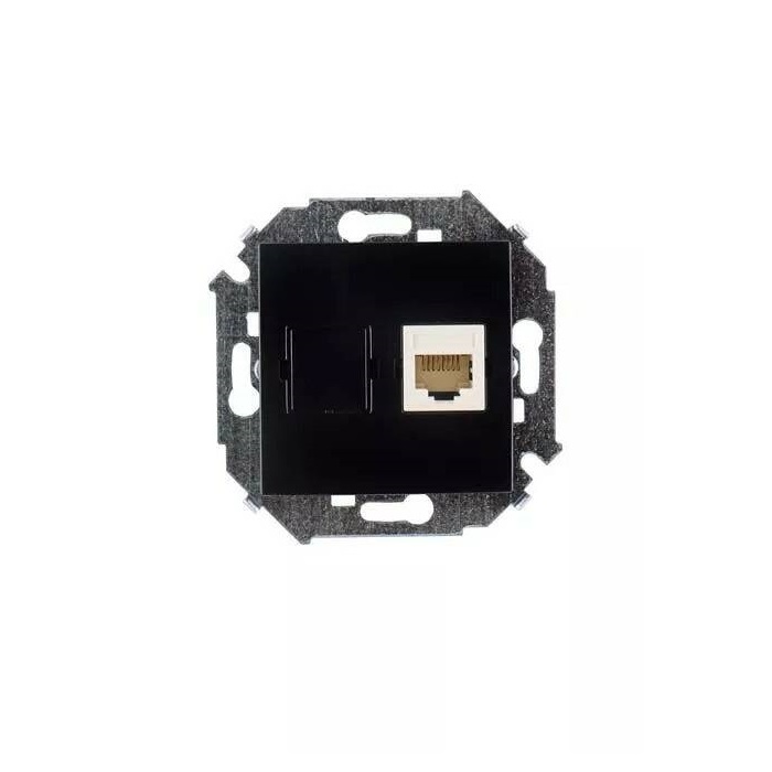 SIMON 1591598032 (Simon 15, Розетка компьютерная RJ45 кат.5е, чёрный)