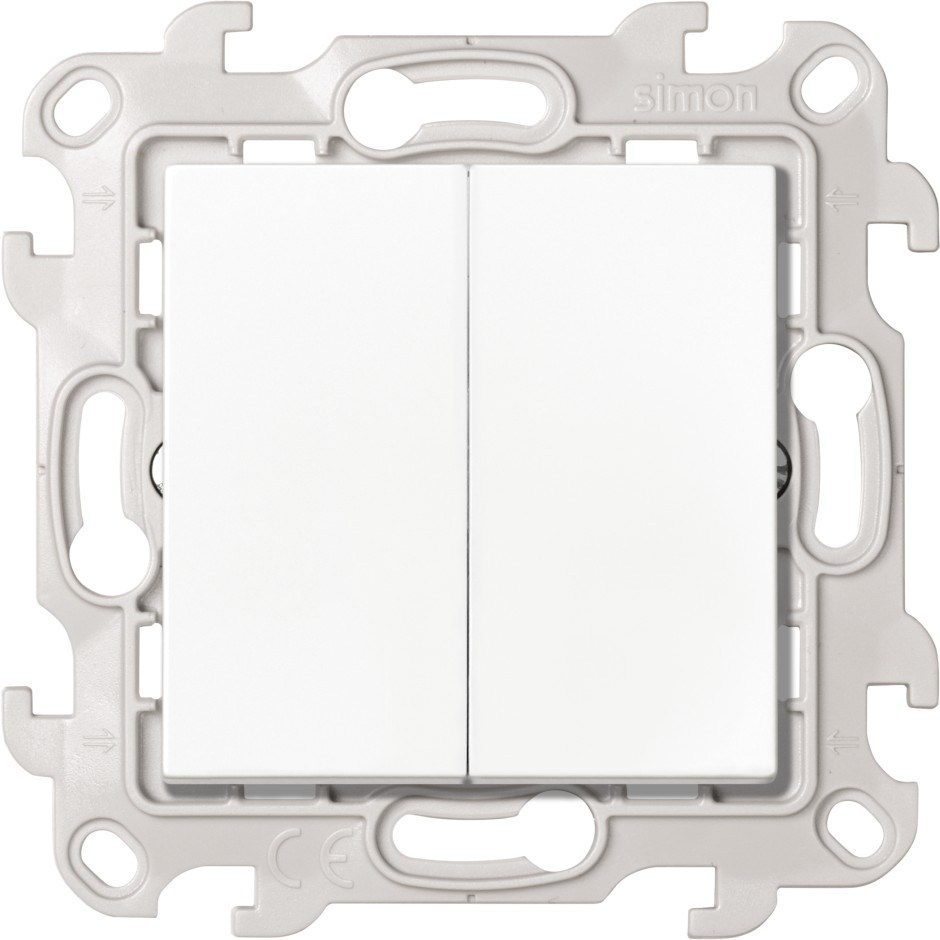 Выключатель двухклавишный кнопочный 10A 250В~ белого цвета S24 Harmonie (2410151-030)