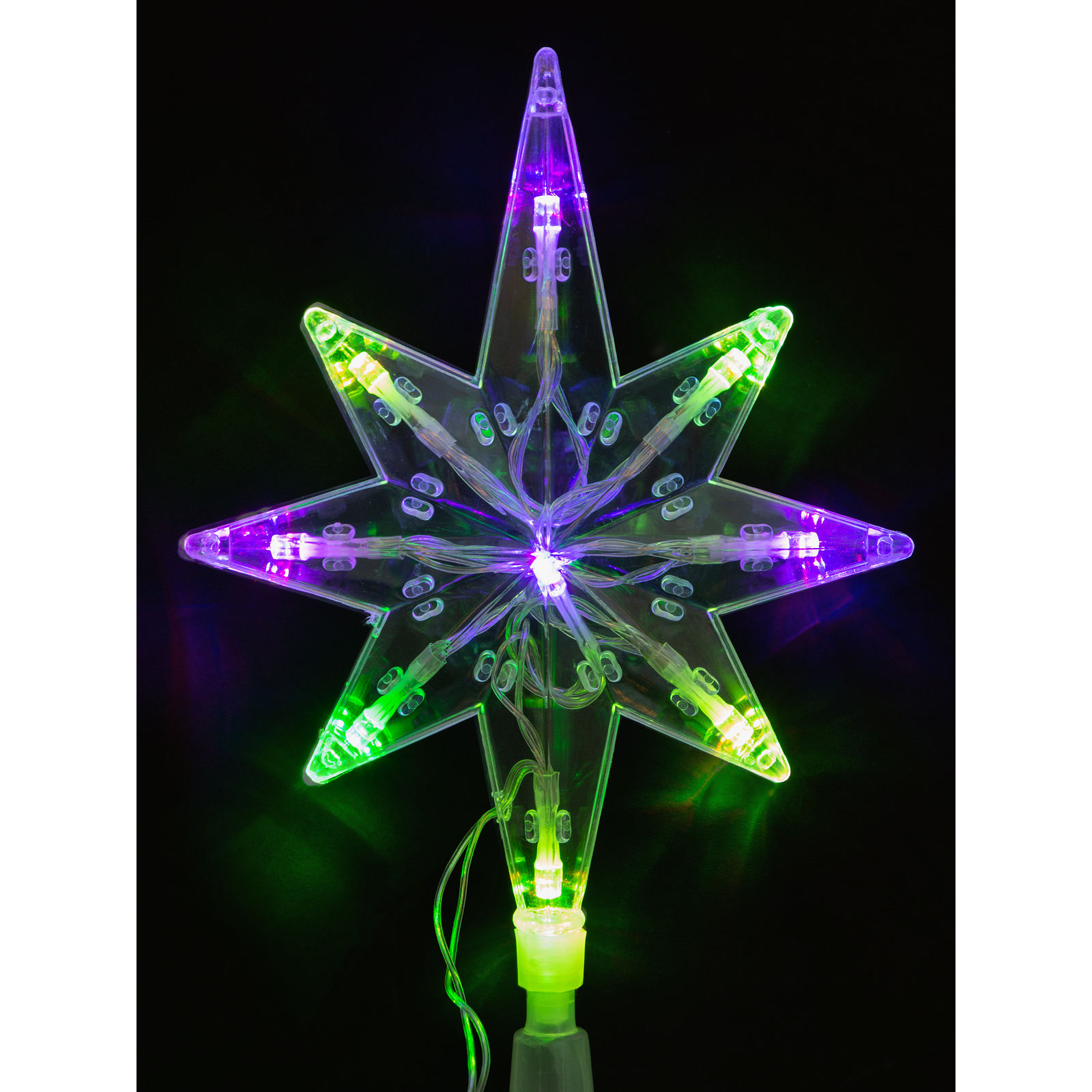 Декоративный элемент на ёлку светодиодный "Звезда" 9LED, 20см, мультиколор, 2хAA , TDM