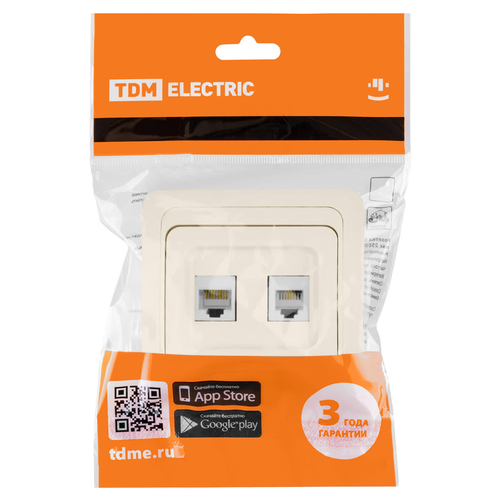 Розетка компьютерная RJ-45 + TФ (RJ-11) сл. кость "Валдай" TDM