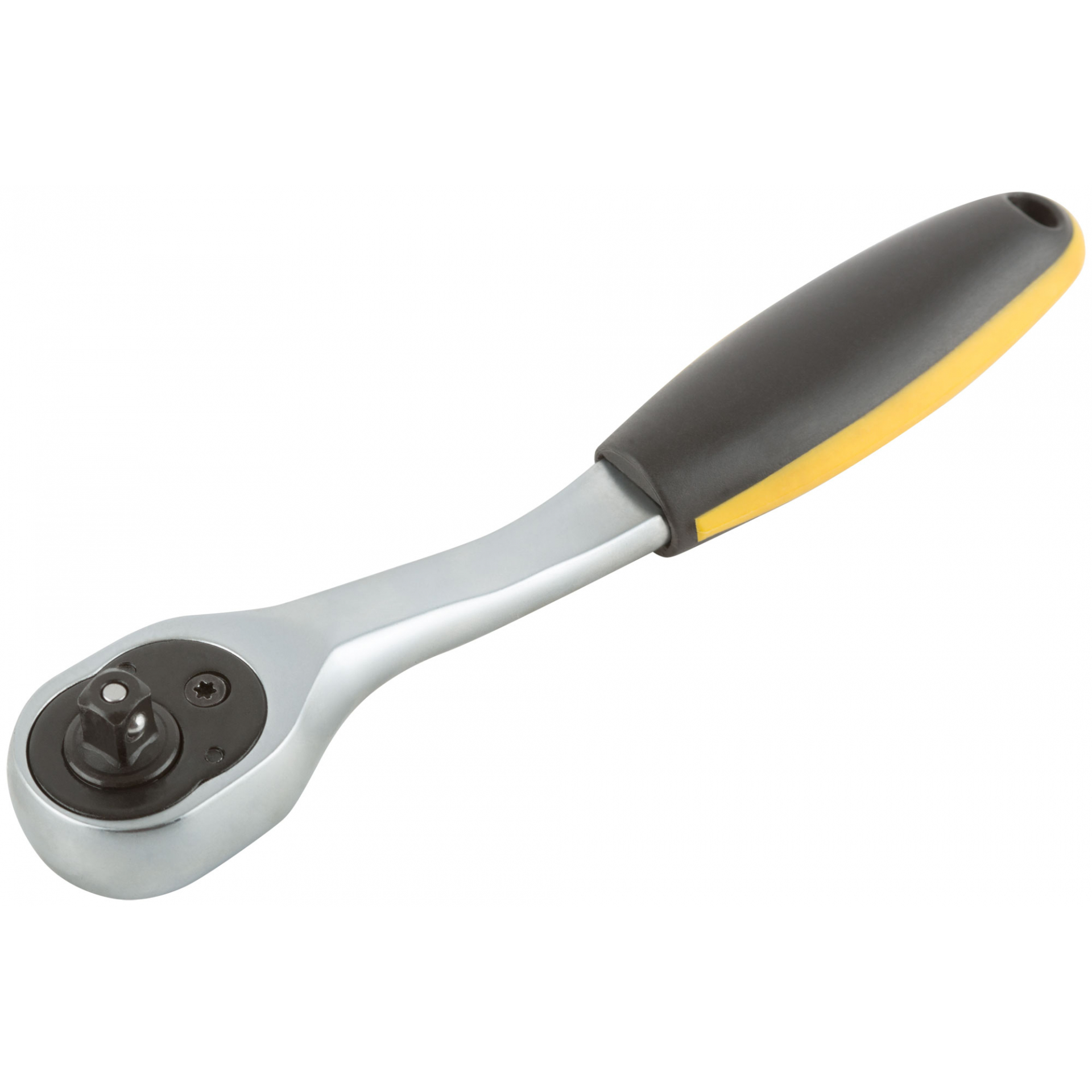 Вороток (трещотка) CrV, черно-желтая прорезиненная ручка, Профи 1/4", 72 зубца