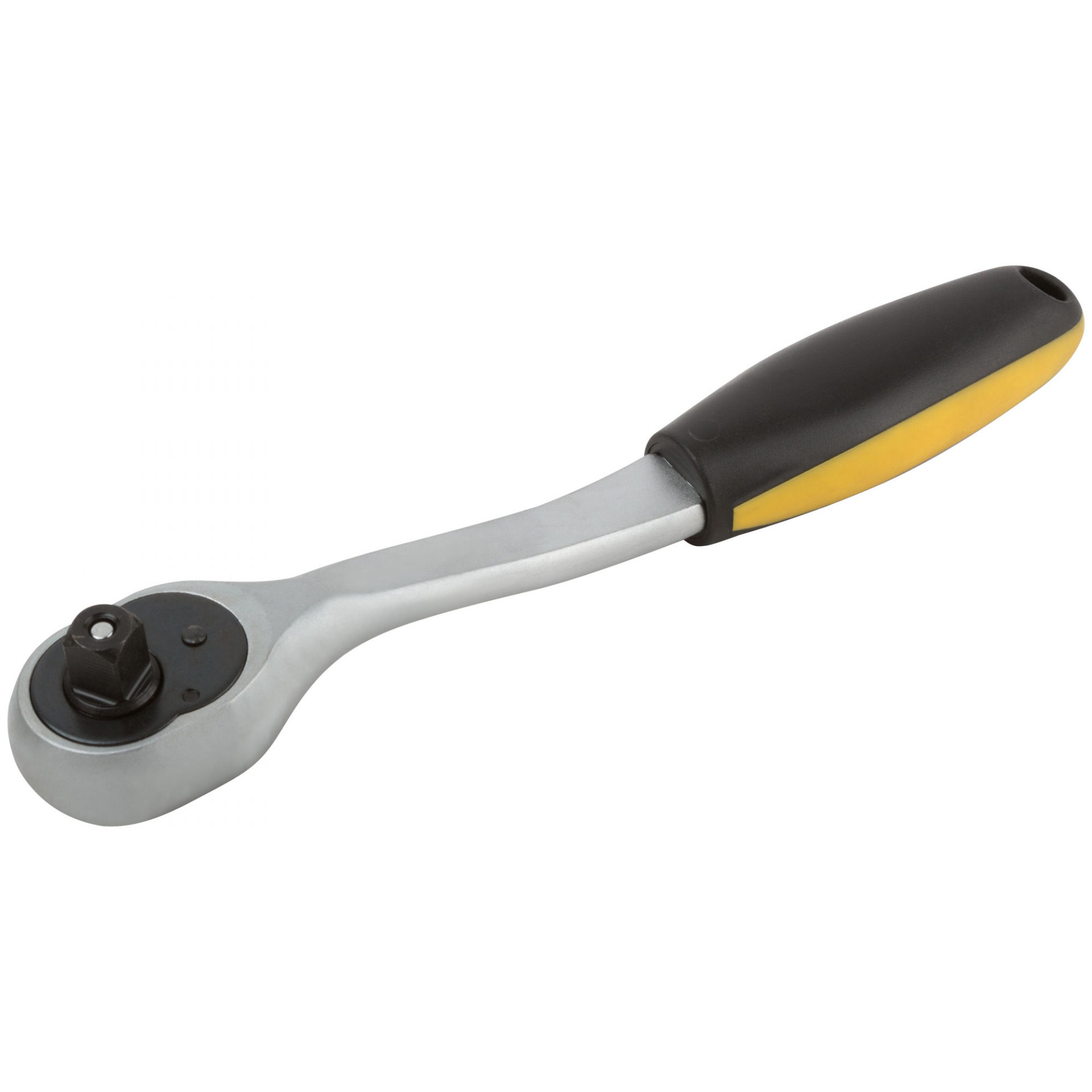 Вороток (трещотка) CrV, черно-желтая прорезиненная ручка, Профи 3/8", 72 зубца