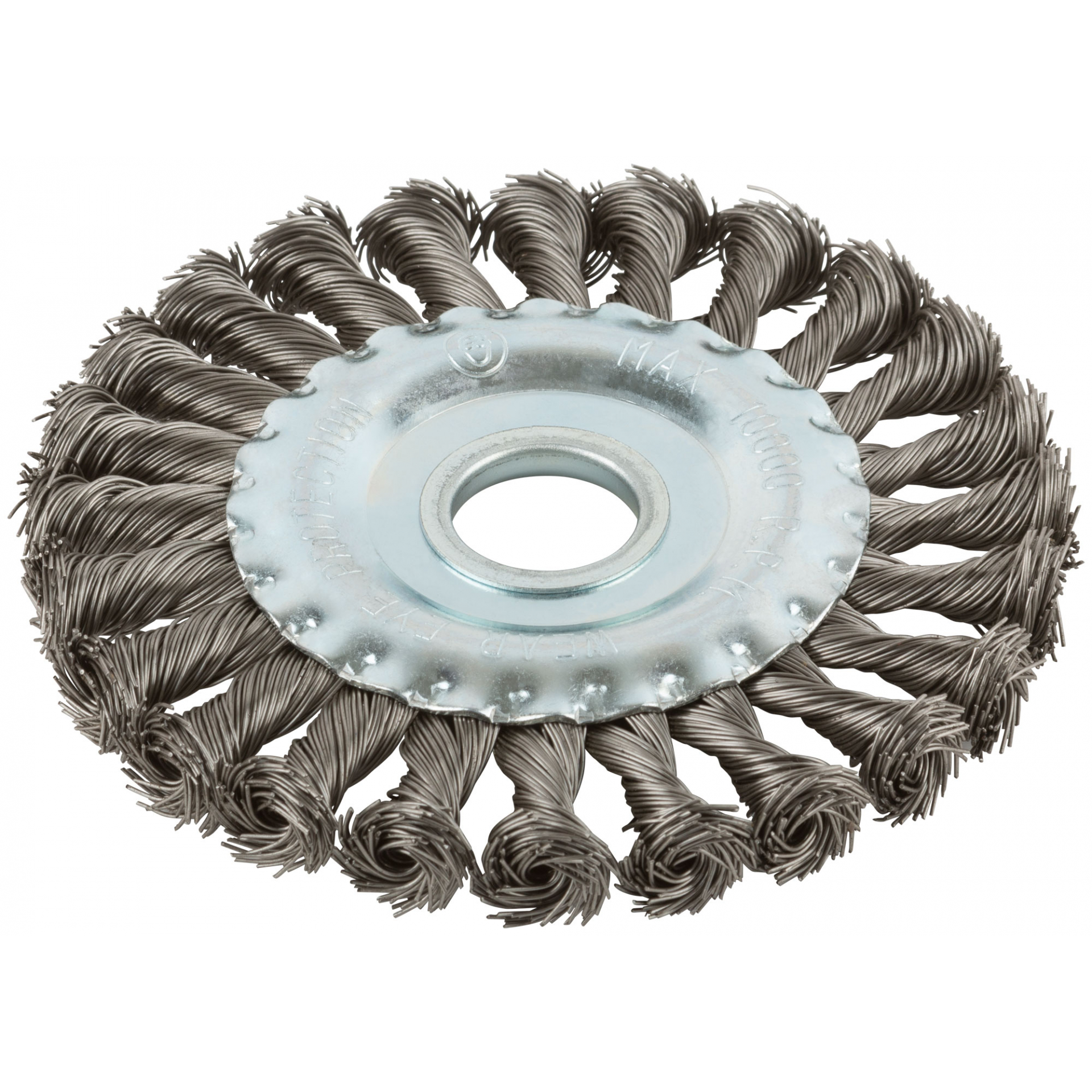 Корщетка-колесо, посадочный диаметр 22,2 мм, витая проволока, нержавеющая сталь, Профи 125 мм