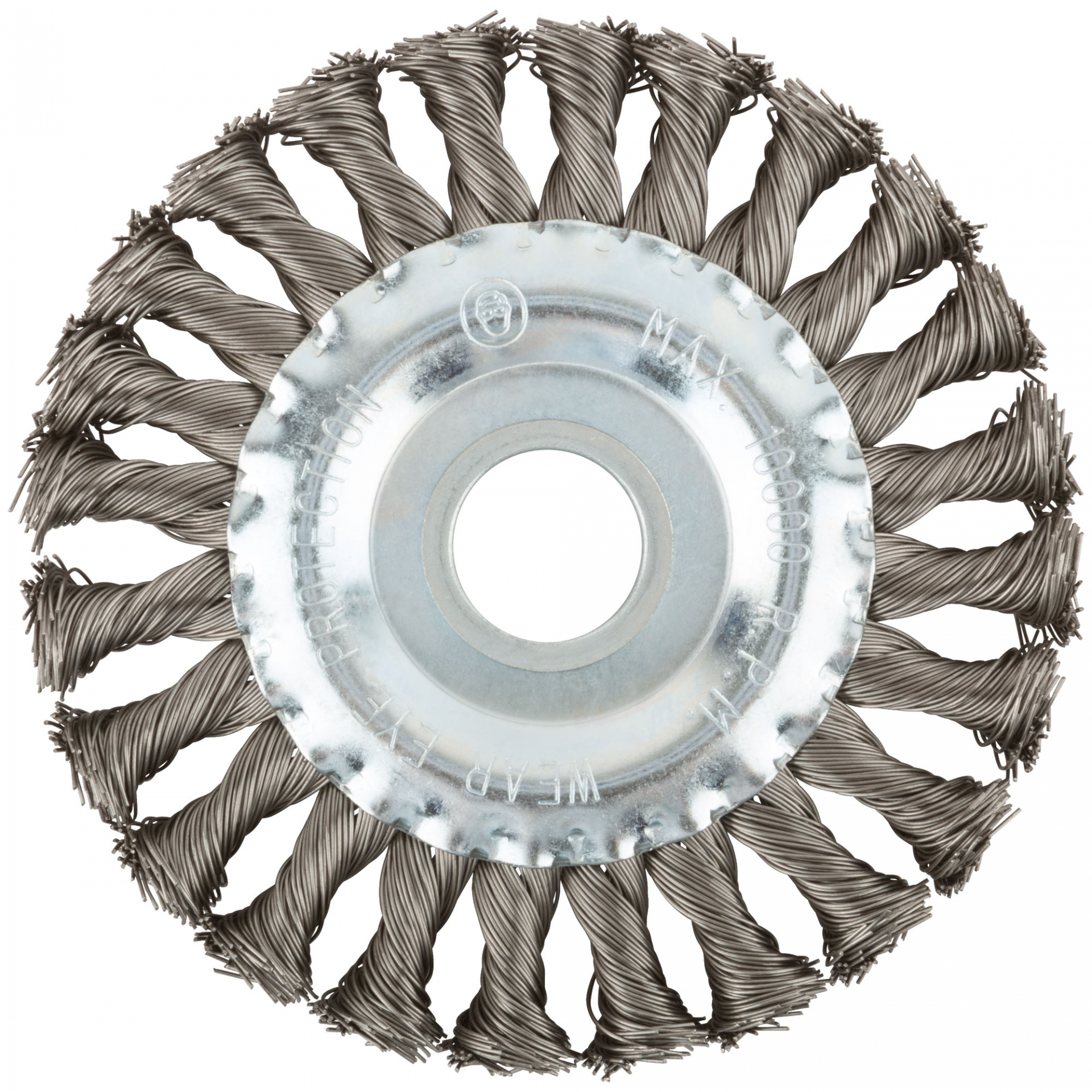 Корщетка-колесо, посадочный диаметр 22,2 мм, витая проволока, нержавеющая сталь, Профи 125 мм