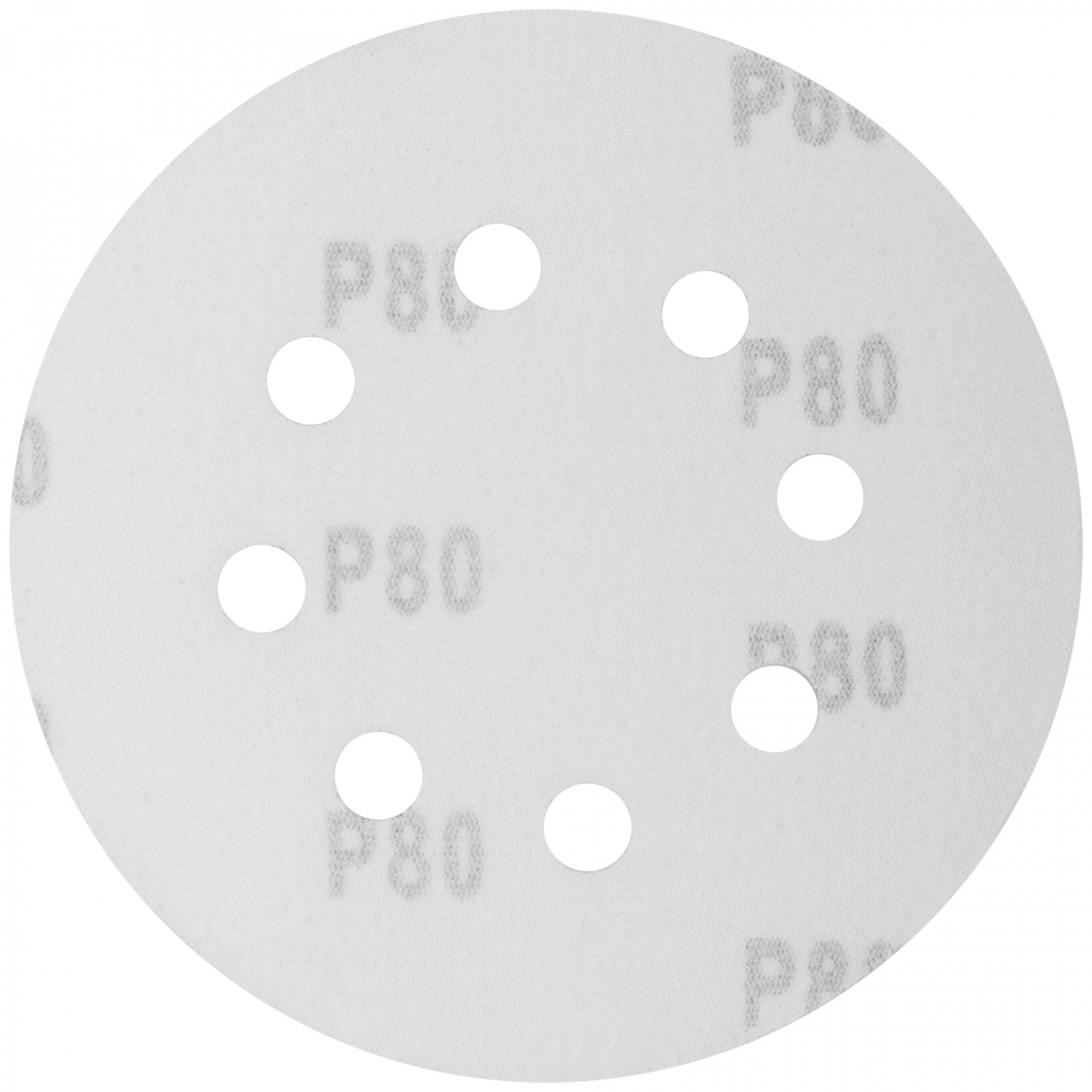Круги шлифовальные с отверстиями (липучка), алюминий-оксидные, 125 мм, 5 шт. Р 80