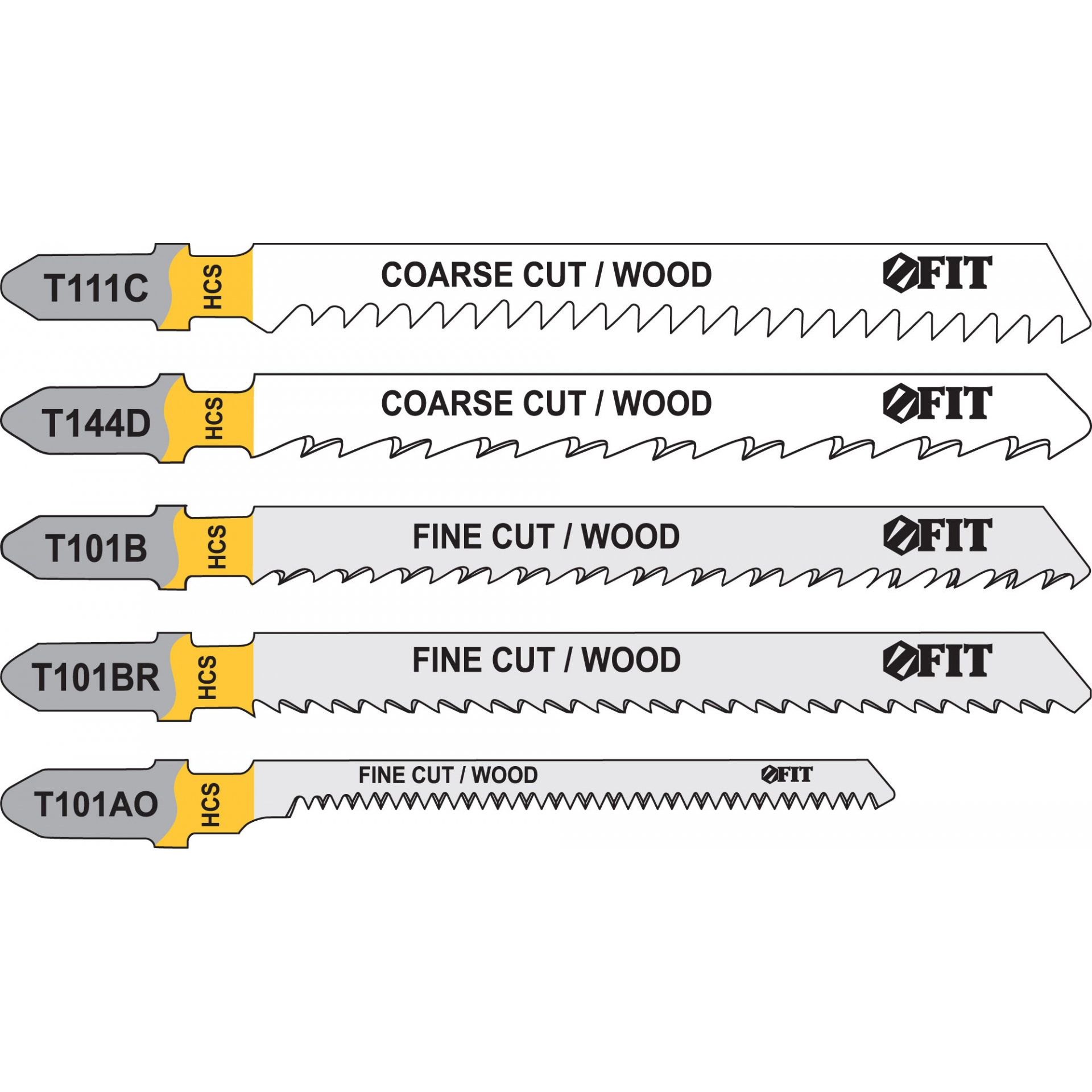 Набор полотен для электролобзика 5 шт. (T111C; T144D; T101B; T101BR; T101AO)