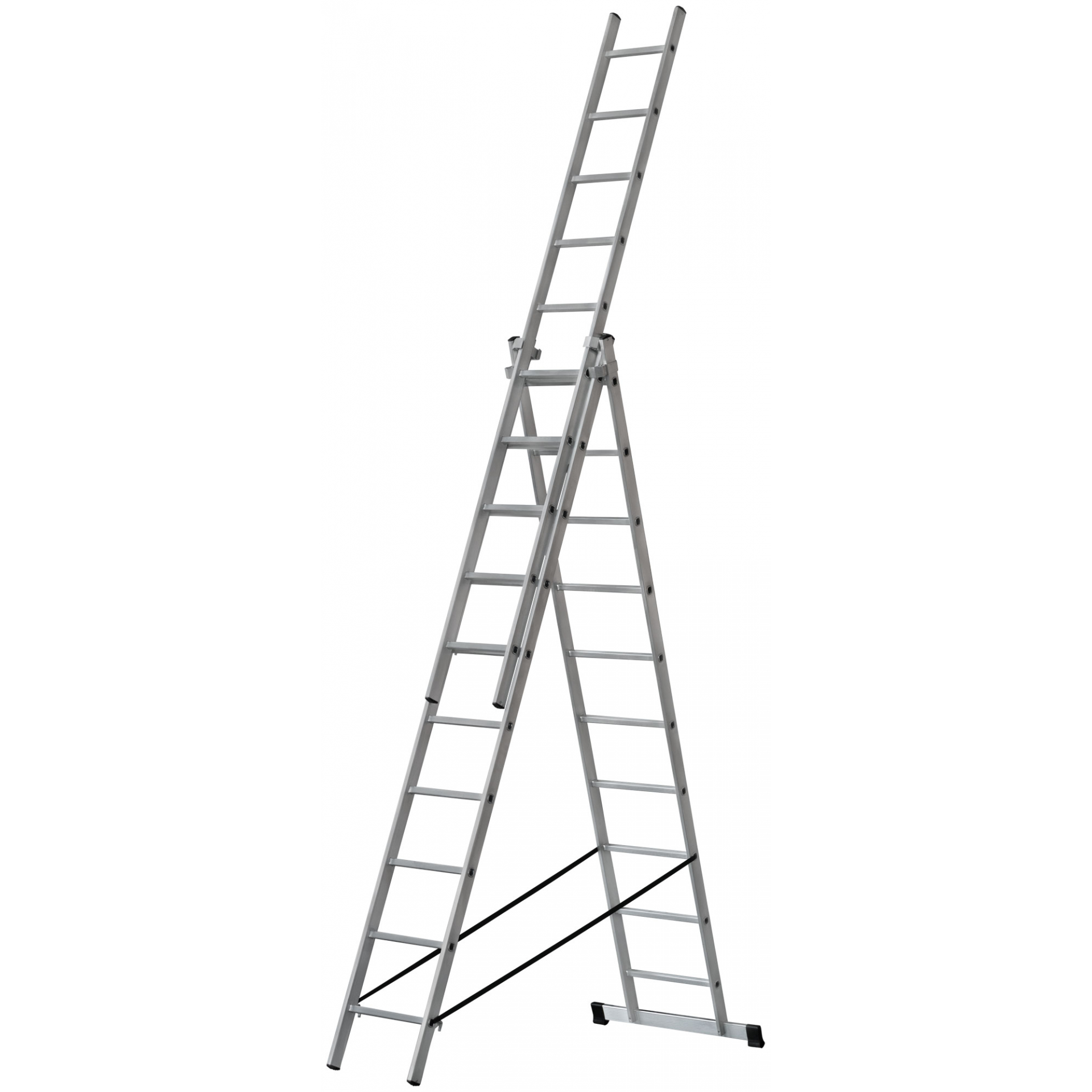 Лестница трехсекционная алюминиевая, 3 х 10 ступеней, H=285/481/674 см, вес 12,19 кг