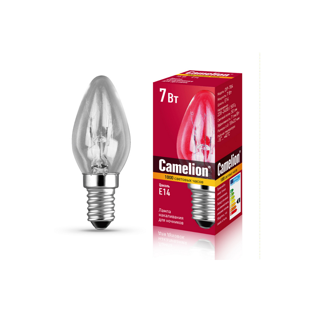 Camelion 7/P/CL/E14 (Эл.лампа накаливания для ночников, прозрачная, 1шт, 220V, 7W, Е14)