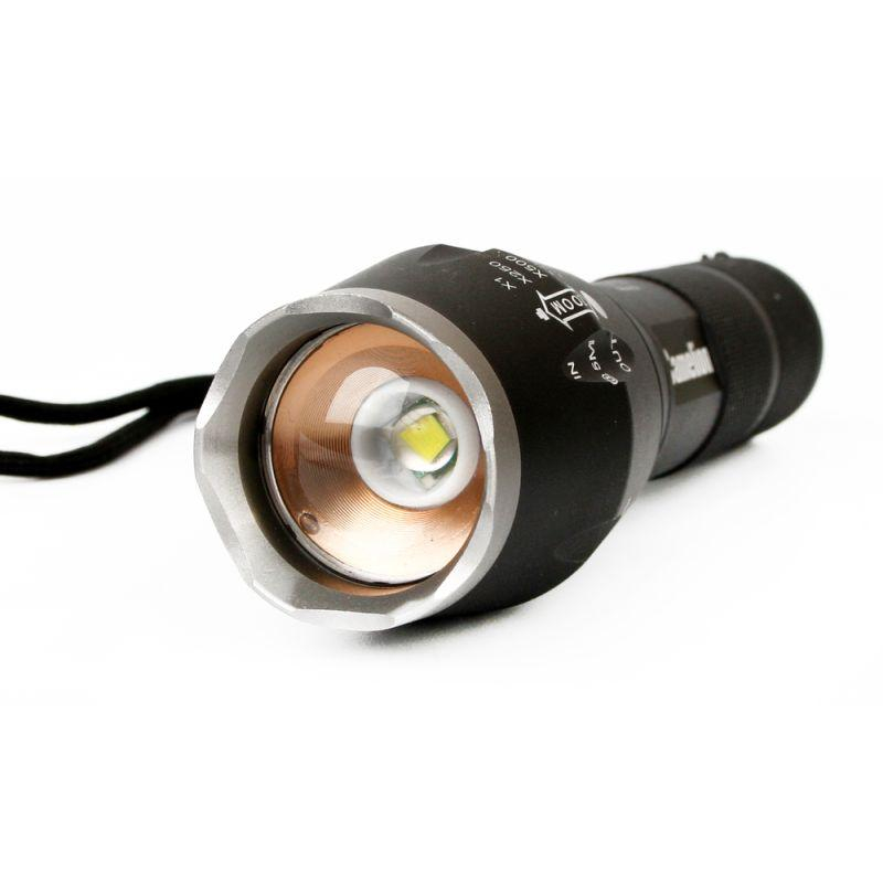 Фонарь Camelion черный, LED XML-T6, ZOOM, 5 режимов, алюминий